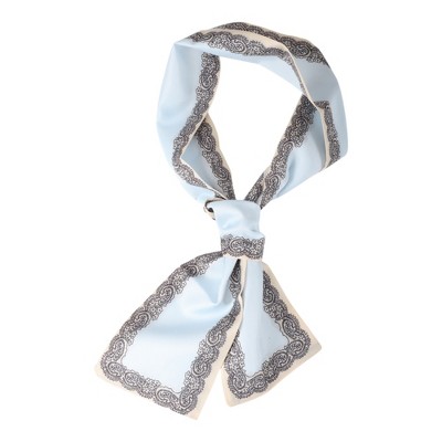 Unique Bargains Women's Print Satin Headband Blue Gray 1 Pc