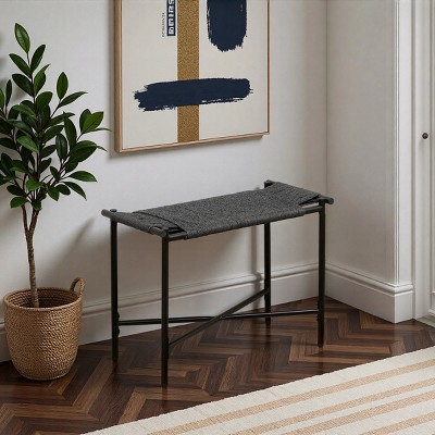 DSVIMOY Rectangle Ottoman, Vanity Stools for Entryway, Footstool for Living Room, Black, 23.62"*11.42"*17.32"