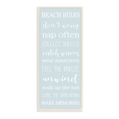 Stupell Industries Beach Rules List Coastal Activities Blue White Wall Plaque Art