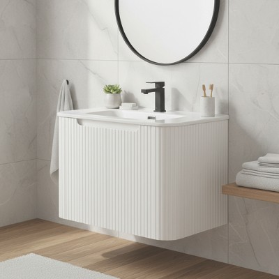 Caskvalley Modern Bathroom Vanity with Straight Fluted Design - Sink Included