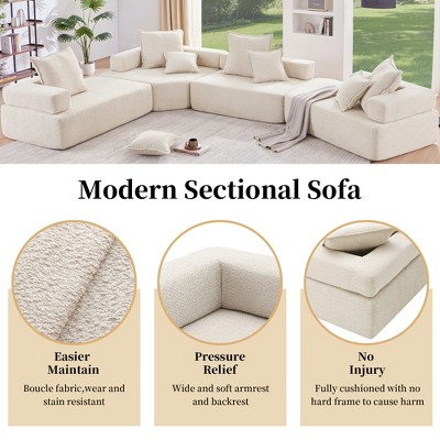 48" Boucle Modular Loveseat Frame with Fully Compressed Design