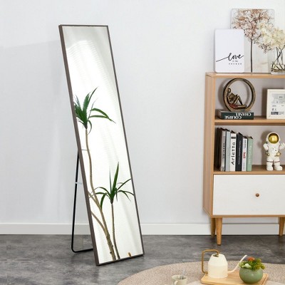 CAVINAS Rectangle Full Length Mirror,Leaning Floor Full Body Mirror with Solid Wood Frame for Bedroom or Cloakroom