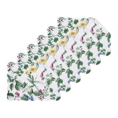 C&F Home Marcy Blooms Scalloped Placemats Set of 6 Floral Design All, 13" x 19"