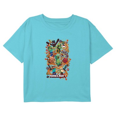 Girls Minecraft Creepers Arrow Mashup Graphic Graphic Cropped T-Shirt