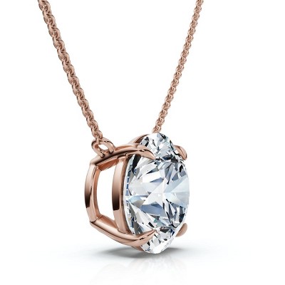 Pompeii3 Certified 3Ct  Diamond Solitaire Pendant 14k Gold 18" Necklace Lab Created
