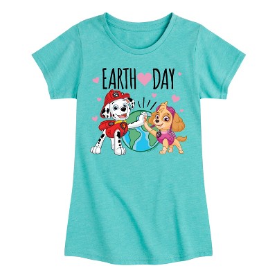Girls' - Paw Patrol - Earth Day Heart Fitted Short Sleeve Graphic T-Shirt