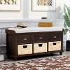 Bella Depot 42.1''W Rustic Storage Bench with Drawers and Rattan Baskets - 3 of 4