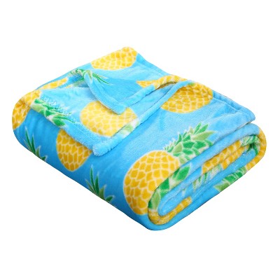 Plazatex Pineapple Plush Decorative All Season Throw Blanket 50" x 60" Blue