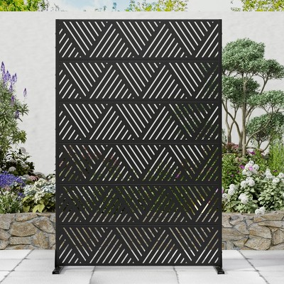 Wooakway 47" x 72" Black Metal Garden Trellis Privacy Screen Indoor Outdoor Room Divider Lattice Panel