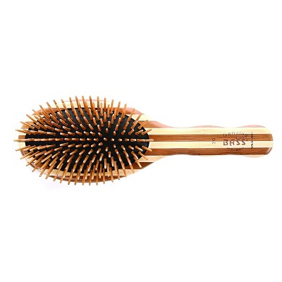 Bass Brushes The Green Brush - Premium Bamboo Handle and Bamboo Pin Style & Detangle Hair Brush