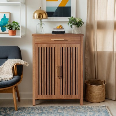 Hommoo 5-Tier Shoe Storage Cabinet with Louvered Doors and Drawer