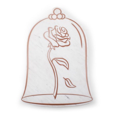 Toscana Beauty and the Beast Marble Serving Stone White with Rose Gold Accents