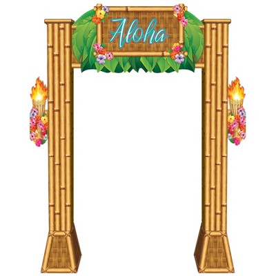 Beistle Luau 3-D Archway Prop, 7' 11" x 5' 11.75", (1/Box) Multicolored