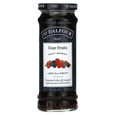 St Dalfour Fruit Spread Deluxe 100 Percent Fruit Four Fruits, 10 Oz