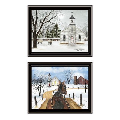 2- Piece Vignette Sleigh Bells Ring Black Framed Wall Art for Living Room, Bedroom Wall Art Print for Home Decor by Billy Jacobs