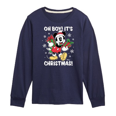 Boys' - Disney - Mickey Mouse Oh Boy Its Christmas Long Sleeve Graphic T-Shirt