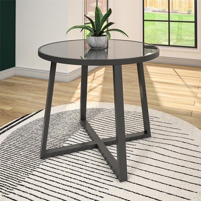 35" Round Indoor/Outdoor Dining Table, Glass Top
