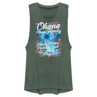 Junior's Women Lilo & Stitch Ohana Means Family Festival Muscle Tee