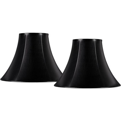 Springcrest Set of 2 Bell Lamp Shades Black Medium 7" Top x 16" Bottom x 11.5" High Spider Replacement Harp and Finial Fitting