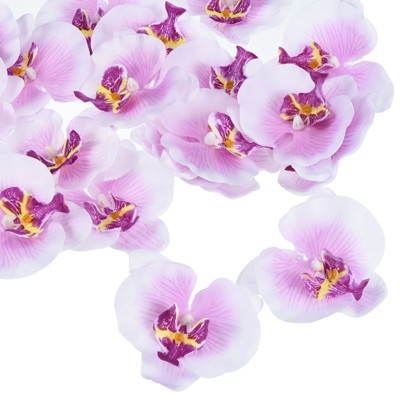 Unique Bargains DIY Craft Hair Decor Silk Handmade Phalaenopsis Artificial Flowers Purple 20 Pcs