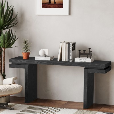 Kumasinova 66" Extra Wide Solid Wood Console Table,Minimalist Veneer Entryway Table with Open Base,Sofa Table for Entryway,Hallway&Living Room