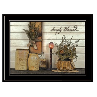 Simply Blessed Framed Wall Art, Modern Home Decor Framed Print for Living Room, Bedroom & Farmhouse Wall Decoration by Susan Boyer