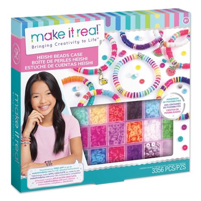 make it real Heishi Bead Kit 2.0: Creative Jewelry Activity with Charms & Elastic Cord