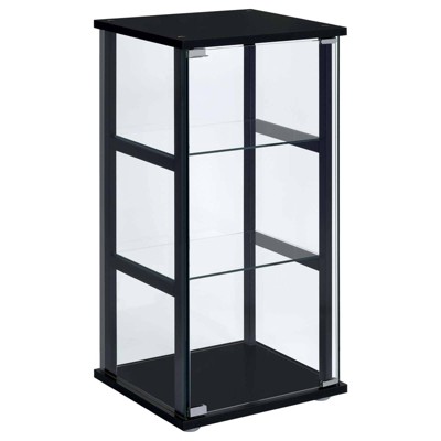 Coaster Cyclamen Modern 3 Shelf Glass Curio Cabinet Black/Clear