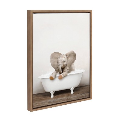 18" x 24" Sylvie Baby Elephant No 6 Rustic Bath Canvas by Amy Peterson - Kate & Laurel All Things Decor