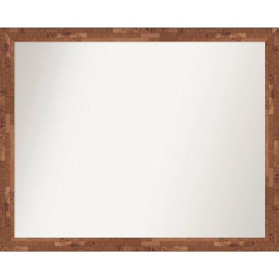 31" x 25" Non-Beveled Fresco Wood Bathroom Wall Mirror Light Pecan Brown - Amanti Art: Includes Mounting Hardware
