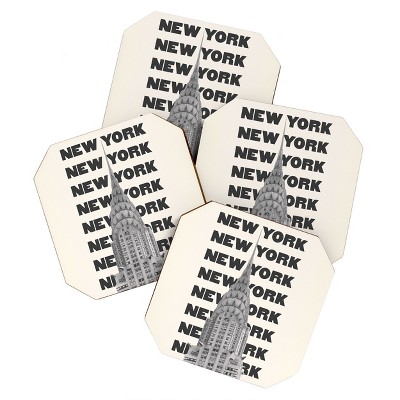 April Lane Art New York City BW Coaster Set - Deny Designs