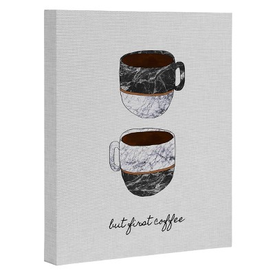 8" x 10" Orara Studio But First Coffee Art Canvas - Deny Designs: UV Resistant, Modern Wall Decor