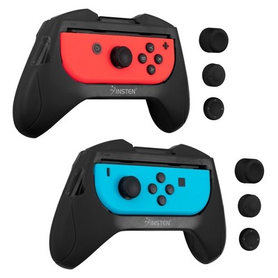 Insten 2-Pack Controller Grips Compatible with Nintendo Switch Joy-Con Controllers, Slip-Resistant Grips, Shoulder Triggers, Thumbstick Covers, Black