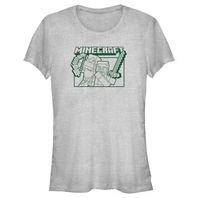 Juniors Womens Minecraft Steve and Alex Attack T-Shirt