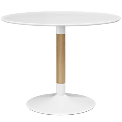 Modway Whirl Round Dining Table White : Modern MDF Pedestal, Seats 4, Non-Extension