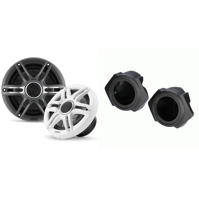 Clarion CMSP-651-SWG Premium 6.5" Sport Grill Marine Speakers & Polaris RZR Front 6.5" Speaker Pods 2014-UP ( Except PRO XP)