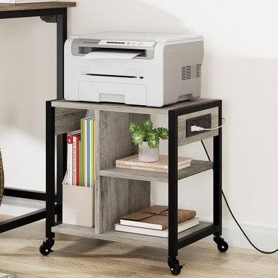 Printer Stand with Charging Station, Home Office Desktop Printer Stand