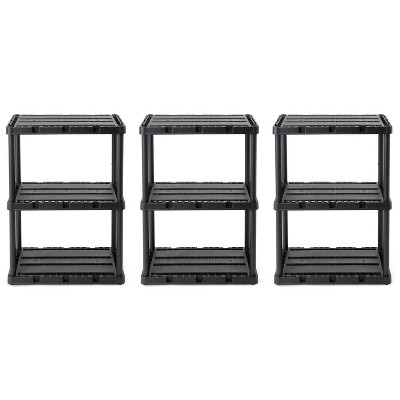 Gracious Living 4 Shelf Knect-A-Shelf Solid Light Duty Storage Unit 24 x 12 x 48" Organizer System for Home, Garage, Basement, and Laundry, Black