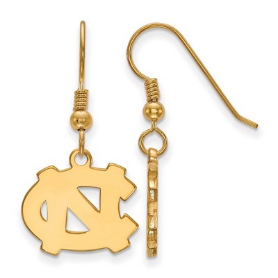 Black Bow Jewelry 14k Yellow Gold Plated Sterling Silver North Carolina Tar Heels NCAA Dangle Earrings