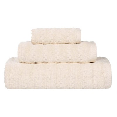 Waffle Textured Stripes Zero Twist Cotton Medium Weight Towel Set by Blue Nile Mills
