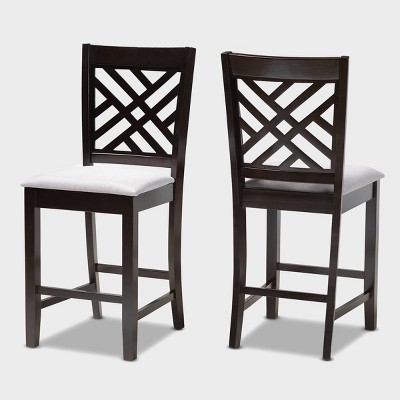 Set of 2 Caron Finished Wood Counter Height Pub Chairs - Baxton Studio
