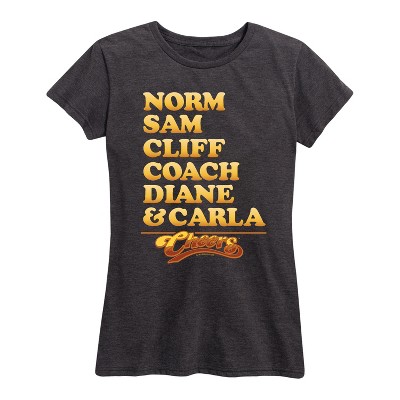 Women's - Cheers - Sam Cliff Norm Coach Diane And Carla Short Sleeve Graphic T-Shirt