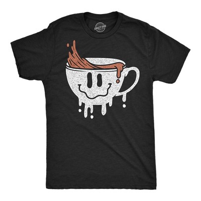 Mens Dripping Coffee Smile Funny T Shirts Caffeine Graphic Tee for Men - Crazy Dog Men's T Shirt For Coffee Lovers