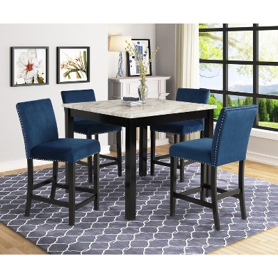 NicBex Dining Table Set for 4 Counter Height Dining Set Wooden Table and Upholstered Chairs for Kitchen