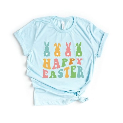 Simply Sage Market Women's Happy Easter Pastel Bunnies Short Sleeve Graphic Tee