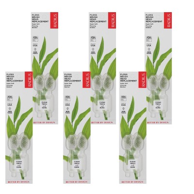 Radius Floss Brush Head Replacement Super Soft Toothbrush Refill - Case of 6/2 ct
