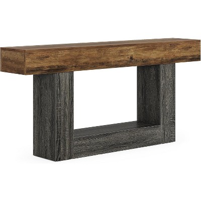 Tribesigns Farmhouse 2-Tier 63" Console Table with U-Shaped Base for Living Room