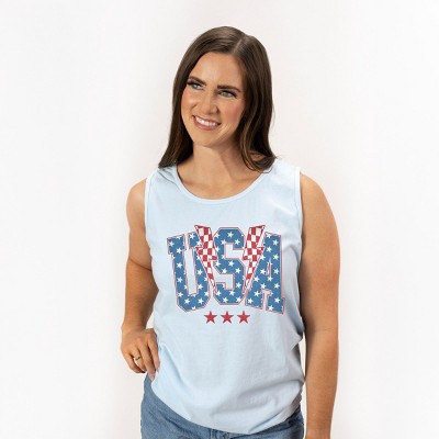 Simply Sage Market USA Checkered Lightning Garment Dyed Tank
