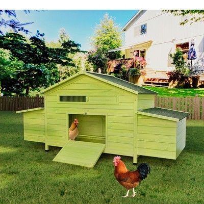 ORRD 11.12 sq ft Large Wooden Chicken Coop with Free-Range Doors, Nesting Boxes & Perch