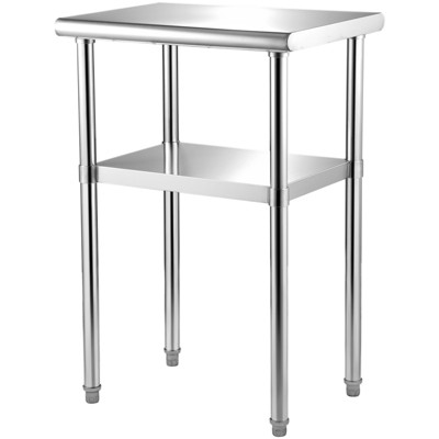 VEVOR Stainless Steel Prep Table, 24 x 18 x 36 Inch, 600lbs Load Capacity Heavy Duty Metal Worktable with Adjustable Undershelf & Feet